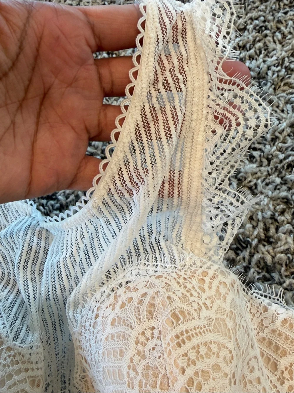NWOT Victoria’s Secret Dream Angels Floral Lace Striped Mesh White Bra Top 32D - Picture 8 of 13